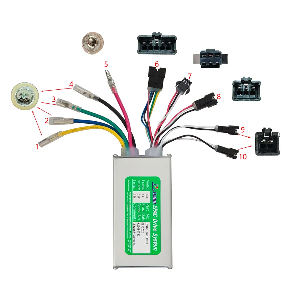 Nulkomma Electric Bicycle Brushless Motor Controller LSW06-90B1AFSB-U 36V 15A for Electric Scooters Fat Bike MTB Ebike Speed Controller