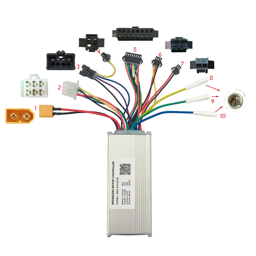 Nulkomma Ebike Brushless Motor Controller X863-AXC003B 48V 22A for 2HAO Protocol Electric Scooters Speed Parts MTB Fat Bikes