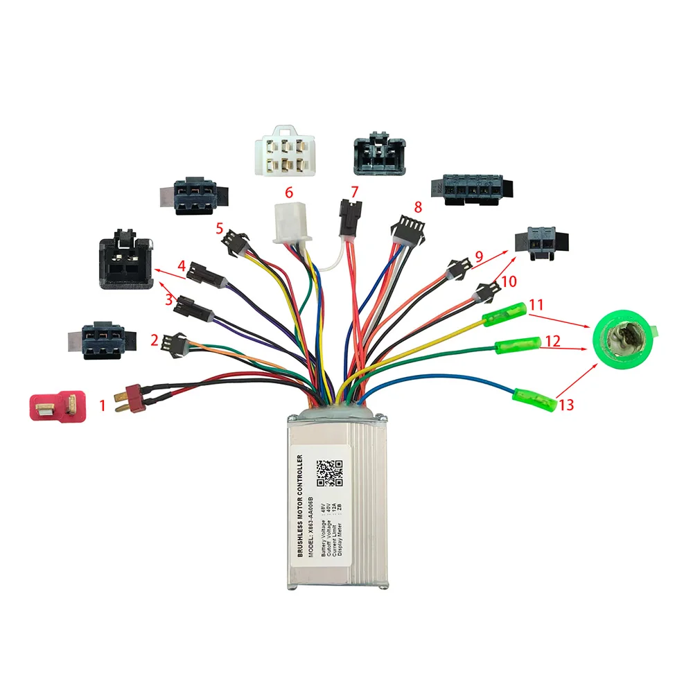 Nulkomma Electric Bike Brushless Motor Controller X863-AA006B 48V 12A for ZB Protocol Display Electric Scooters MTB Speed Controller
