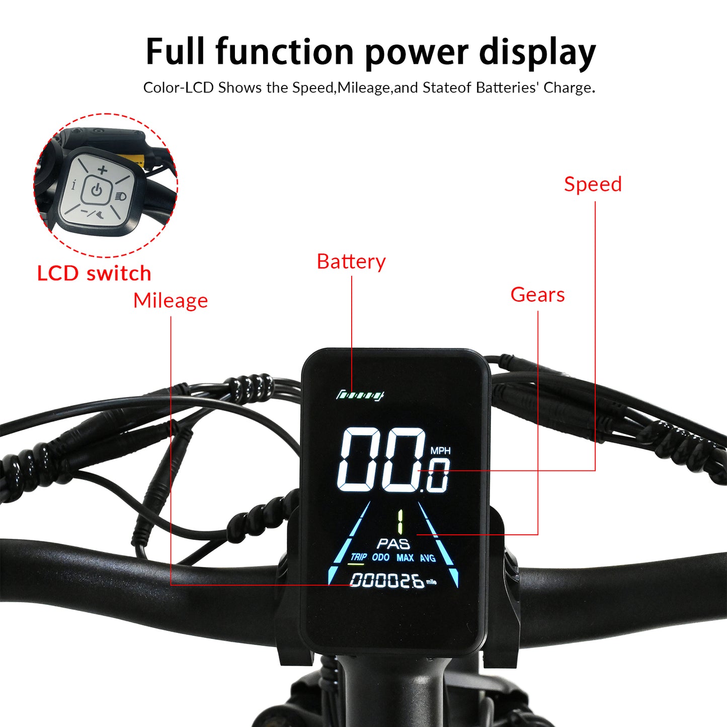 NULKOMMA 20'' Electric Bike for Adults 40-50KM Removable Battery 48V Commuting Mountain Bike with LCD Display Meter Electric Bicycle 2000W with Waterproof Headlight