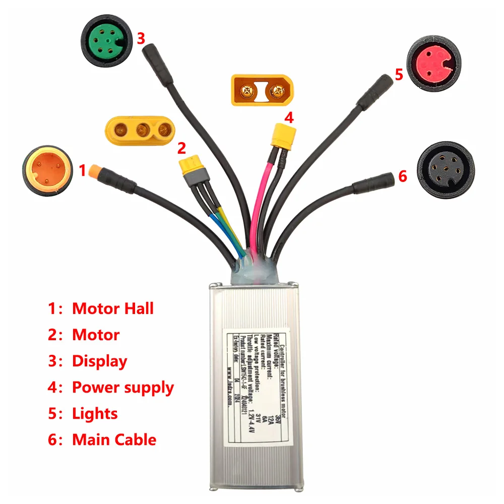 Nulkomma LSW1542-1-6F 36V 12A Electric Bike Brushless Motor Controller for Electric Scooters MTB Accessories Speed Controller Speed Parts