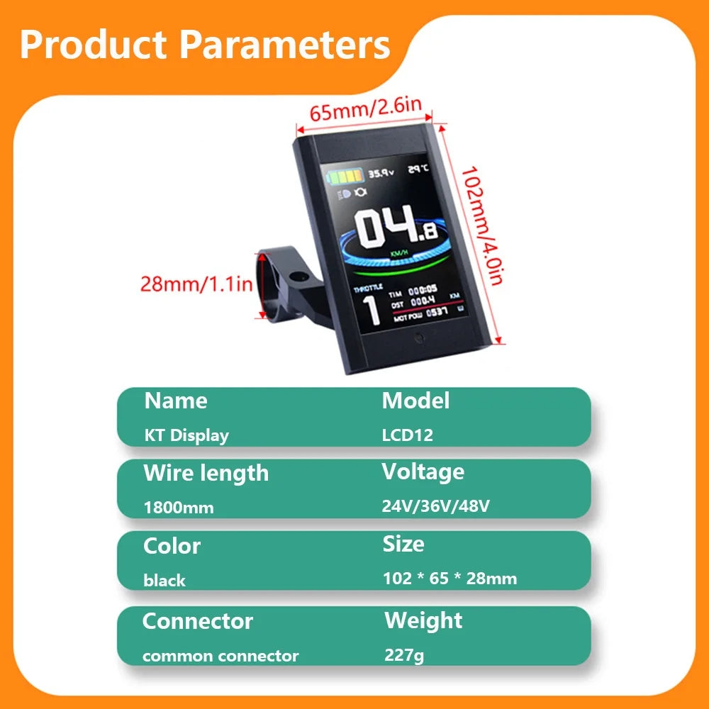 Ebike Dispaly Screen Meter KT-LCD-12 Speed Controller for Protocol 2HAO Controller Bicycle Accessories Computers