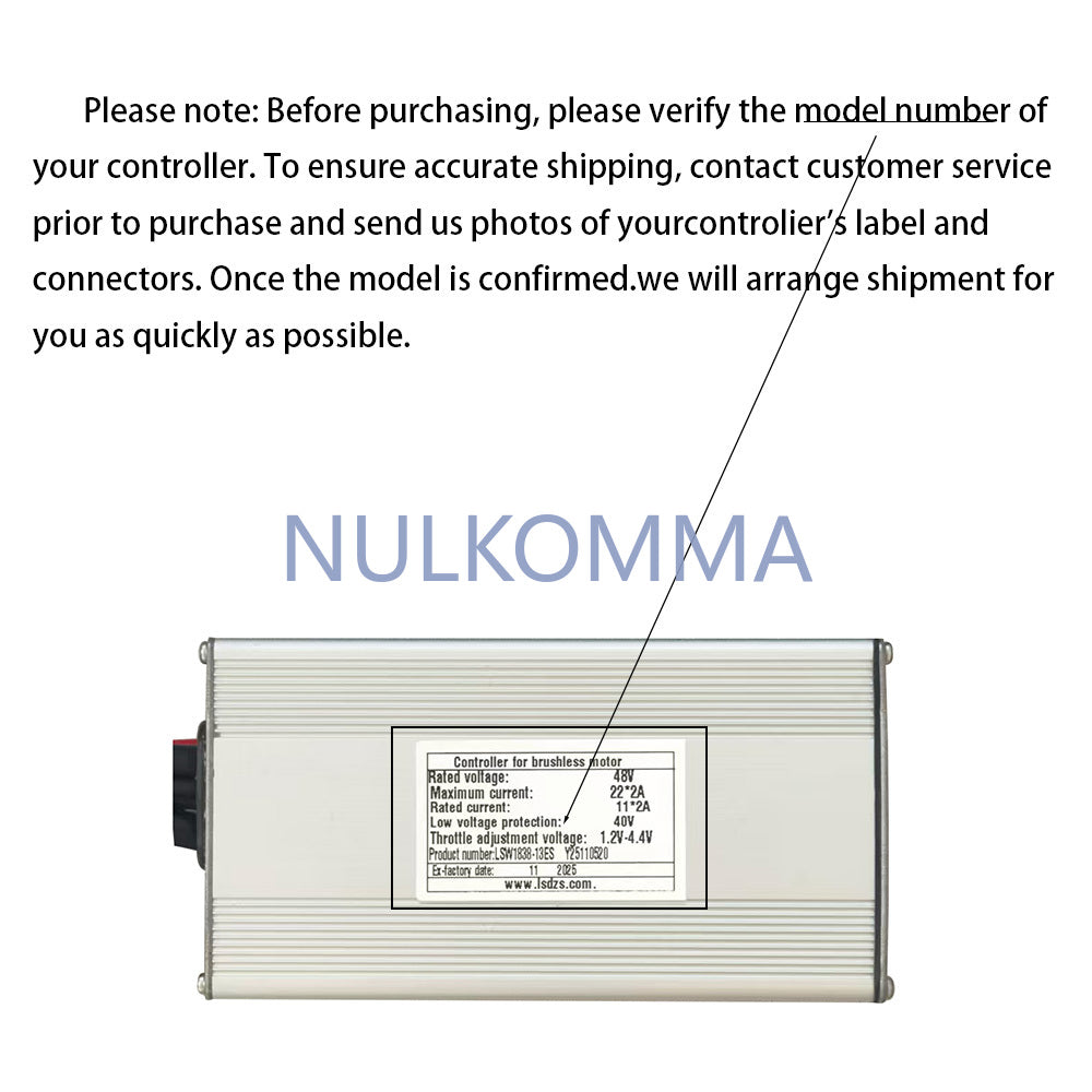 NULKOMMA Ebike Brushless Motor Controller LSW1838-13ES 48V 22A Suitable for Electric Bicycles Scooters Fat-Tire Bikes Speed Controller
