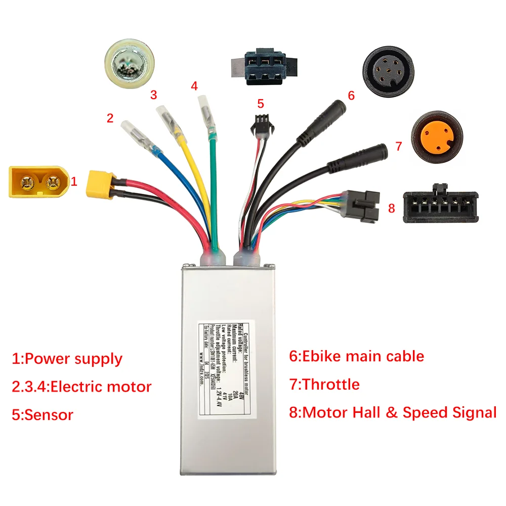 Nulkomma  LSW1081-65M 48V 20A Electric Bicycle Brushless Motor Controller for Electric Scooters MTB Fat Bike Accessories Speed Controller