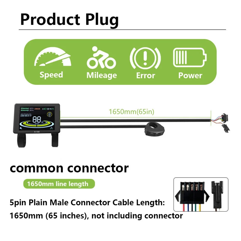 Nulkomma  Ebike Color Display Electric Bike Speed Control Panel JN LCD H-100 E-Scooter Accessories For 2HAO Protocol Controller