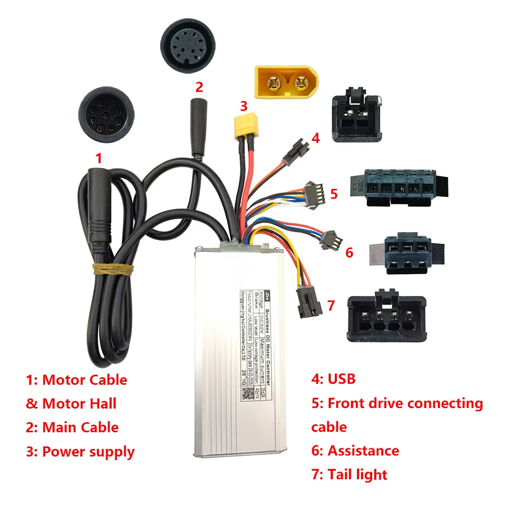 Nulkomma Ebike Motor Brushless Controller JH5AJ6339DZMN 52V Speed Controller For Electric Bicycle Scooters Fat Tire Bikes Mountain Bikes