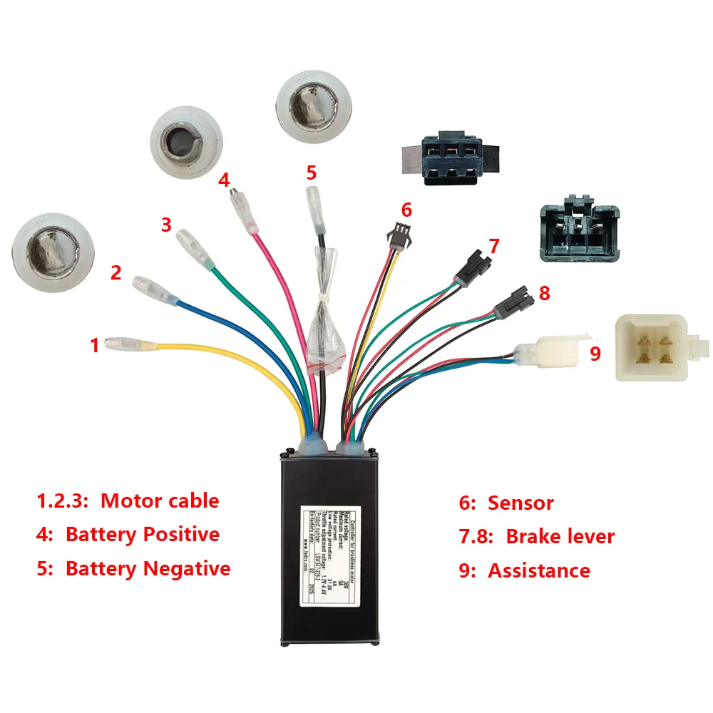 Nulkomma Ebike Speed Controller Motor Brushless Controller LSW347-328-3 36V 9A For Electric Bicycle Scooters Fat Tire Bikes MTB