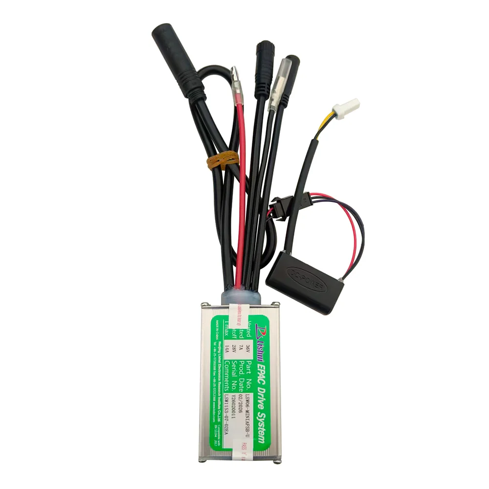 Nulkomma Brushless Motor Controller for Ebike LSW06-MINIAFSB-U 36V 7A Display Speed Controller for Electric Scooters and MTB