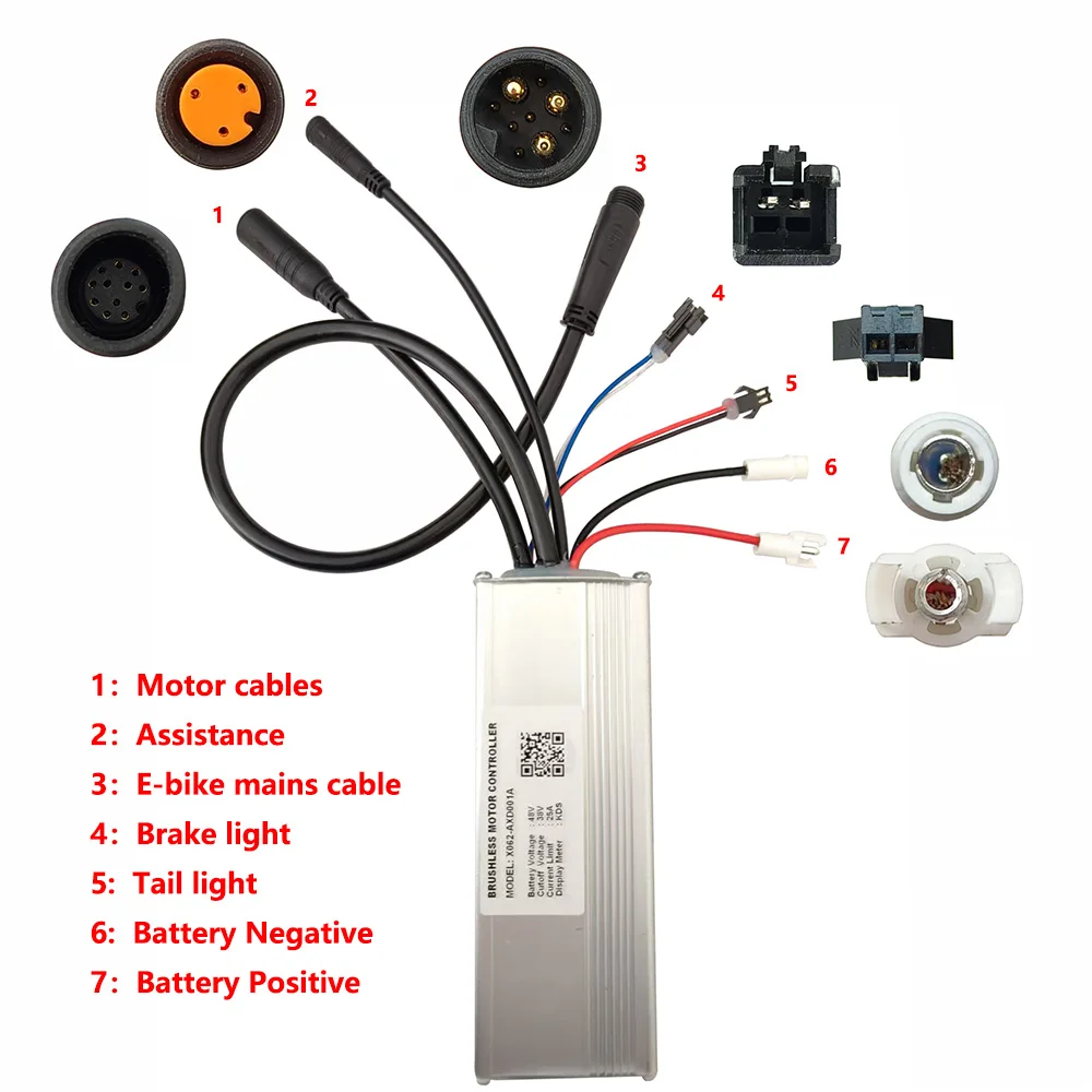 Nulkomma  X062-AXD001A 48V 25A Ebike Brushless Motor Controller for KDS Protocol Display Electric Scooters MTB Fat Bikes Accessories