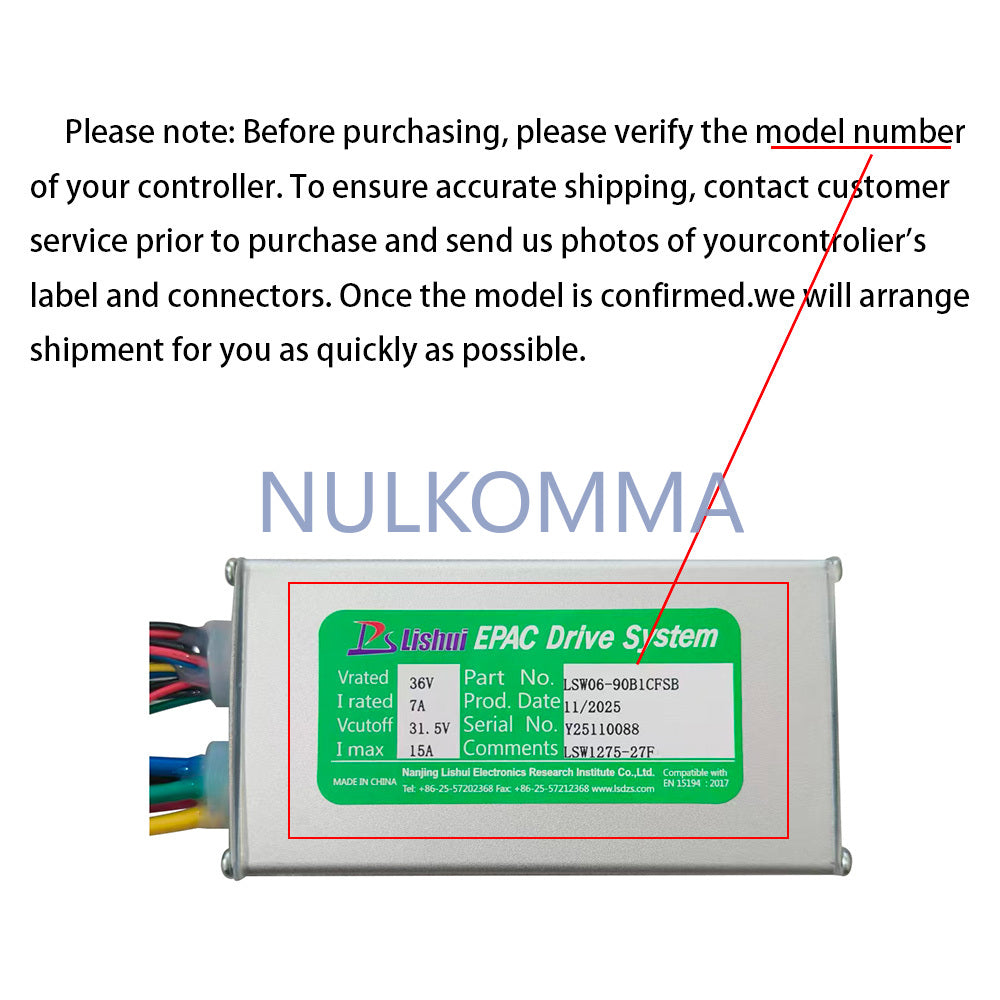 NULKOMMA Ebike Brushless Motor Controller LSW1257-27F 36V 15A Suitable for Electric Bicycles Scooters Fat-Tire Bikes Speed Controller