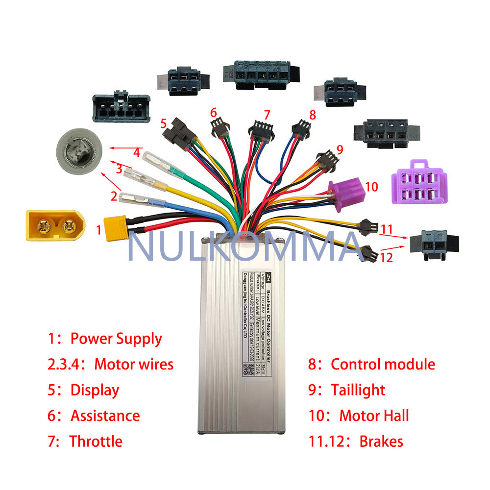 NULKOMMA EBIKE Brushless Motor Controller Electric Bicycle 48V JH4AJ7012DZLYDZ Suitable for Electric Scooters Mountain Bikes Motorcycles
