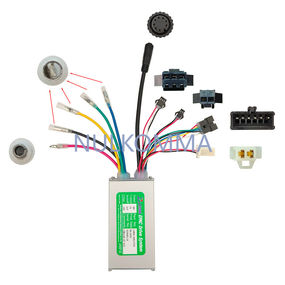 Ebike Brushless Motor Controller LSW06-90B1CFSB 36V 15A Suitable for Electric Bicycles Scooters Fat-Tire Bikes Speed Controller