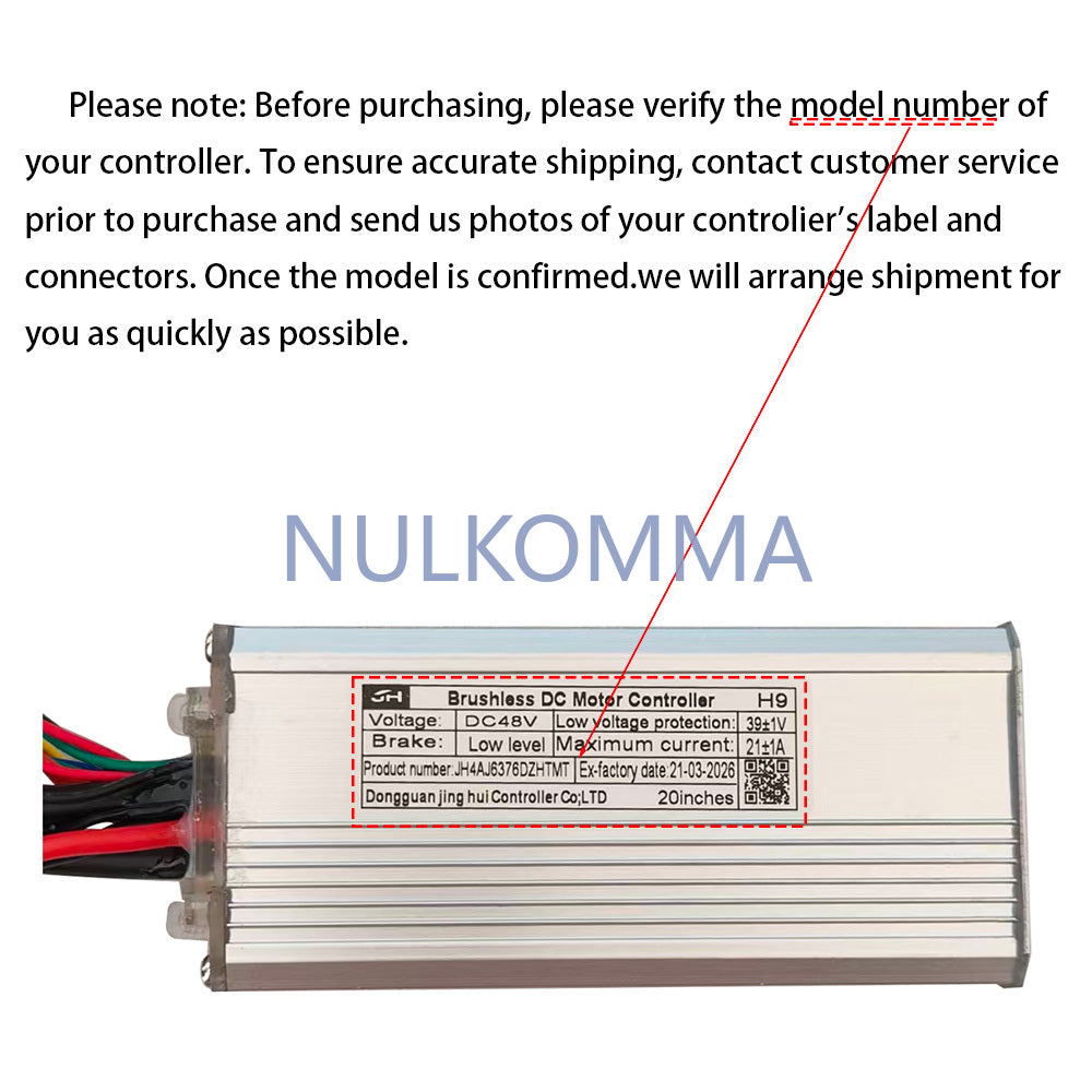 NULKOMMA Brushless Motor Controller JH4AJ6376DZHTMT 48V 21A E-Bike Scooter Universal E-Bike Conversion Kit Bicycle Speed Controller