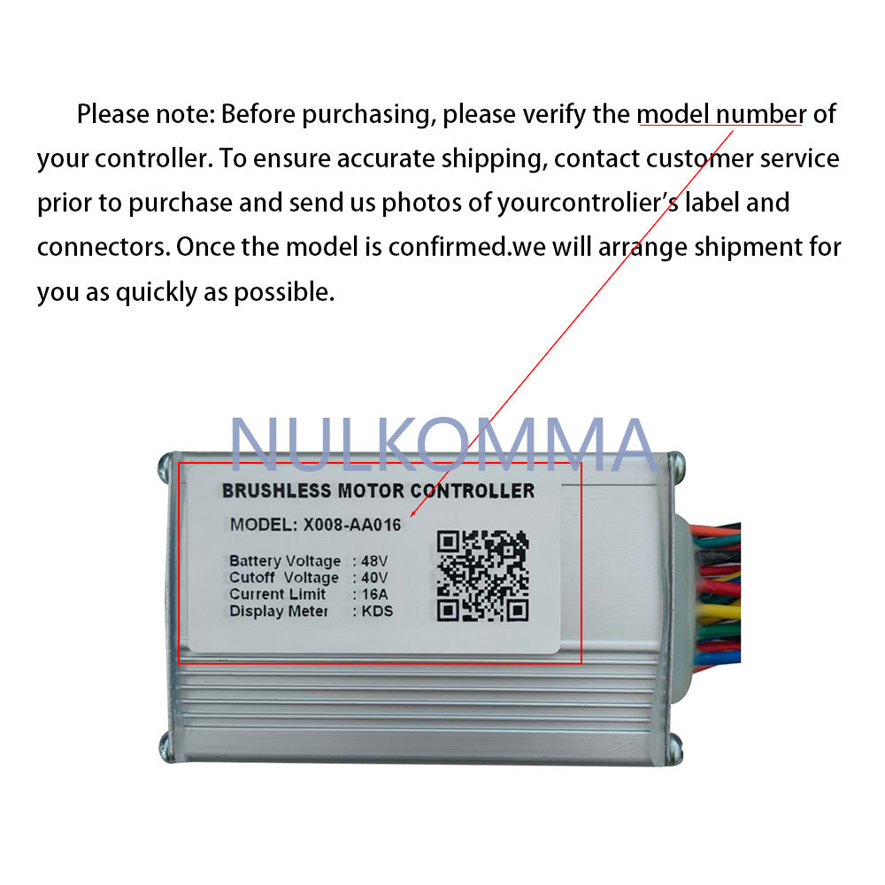 NULKOMMA Ebike Brushless Motor Controller 48V 16A Speed Controller X008-AA016 KDS for Electric Bicycle Scooter Motorcycle