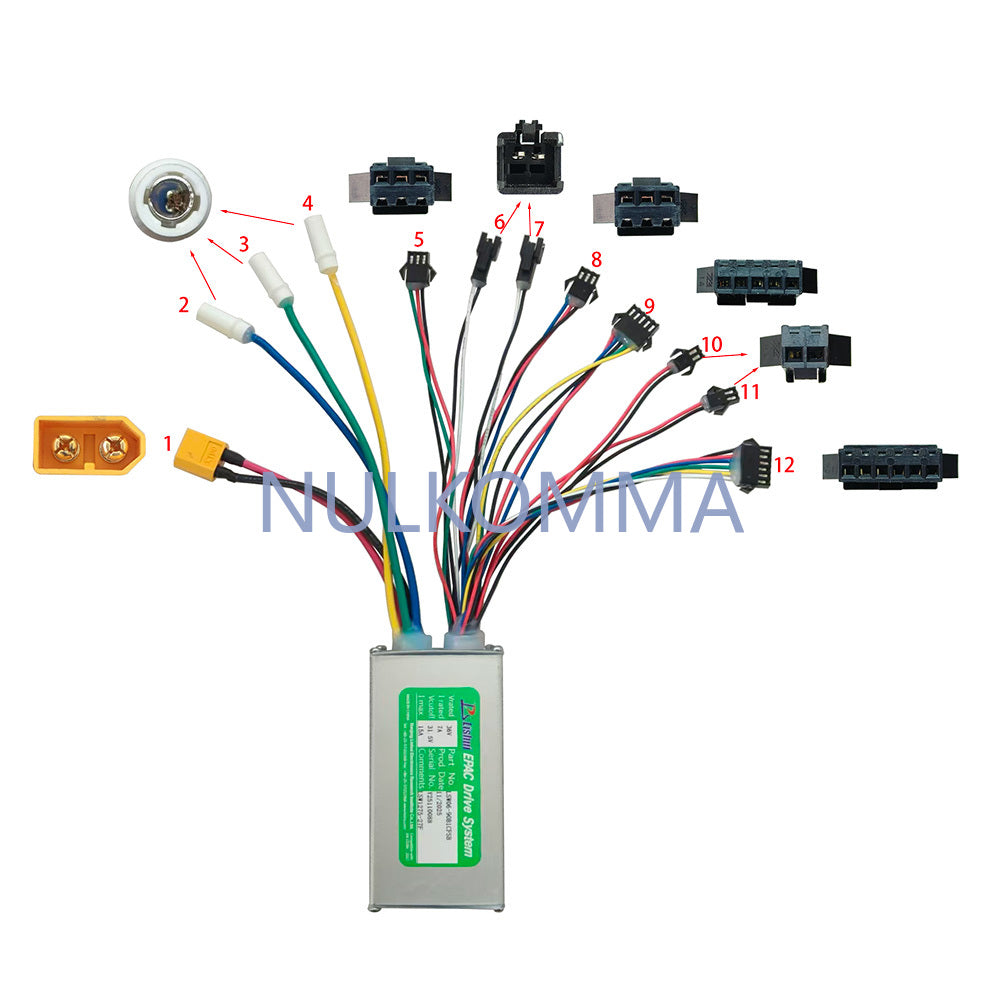 NULKOMMA Ebike Brushless Motor Controller LSW1257-27F 36V 15A Suitable for Electric Bicycles Scooters Fat-Tire Bikes Speed Controller