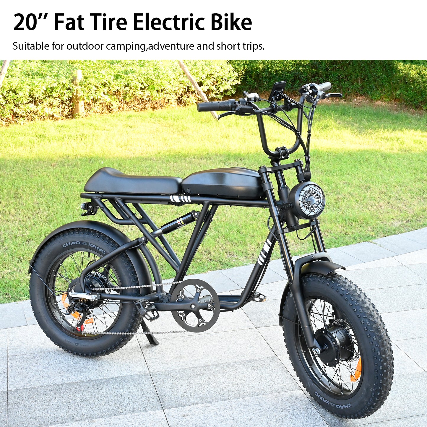 NULKOMMA 20'' Electric Bike for Adults 40-50KM Removable Battery 48V Commuting Mountain Bike with LCD Display Meter Electric Bicycle 2000W with Waterproof Headlight