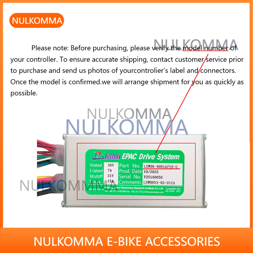 NULKOMMA Ebike Brushless Motor Controller LSW0853-03-01EA 36V 15A Suitable for Electric Bicycles Scooters Fat-Tire Bikes Speed Controller