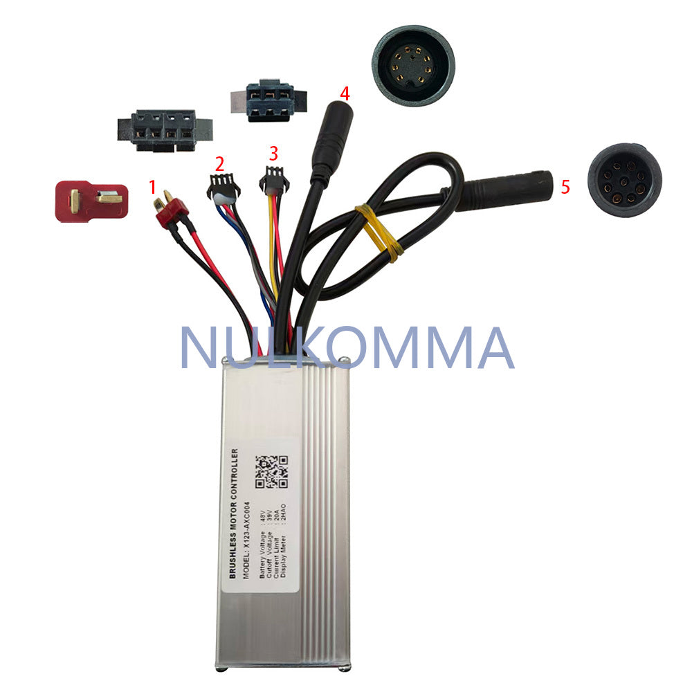 NULKOMMA Brushless Motor Controller X123-AXC004 48V 20A Electric Bike Scooter Speed Controller Compatible with 2HAO Protocol Display