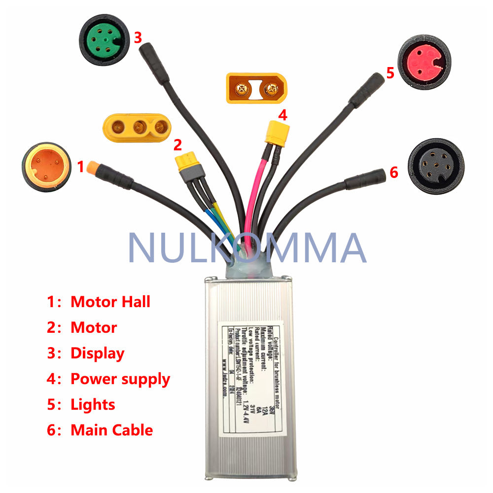 NULKOMMA Brushless Motor Controller LSW1542-1-6F 36V 12A E-Bike Scooter Universal E-Bike Conversion Kit Bicycle Speed Controller