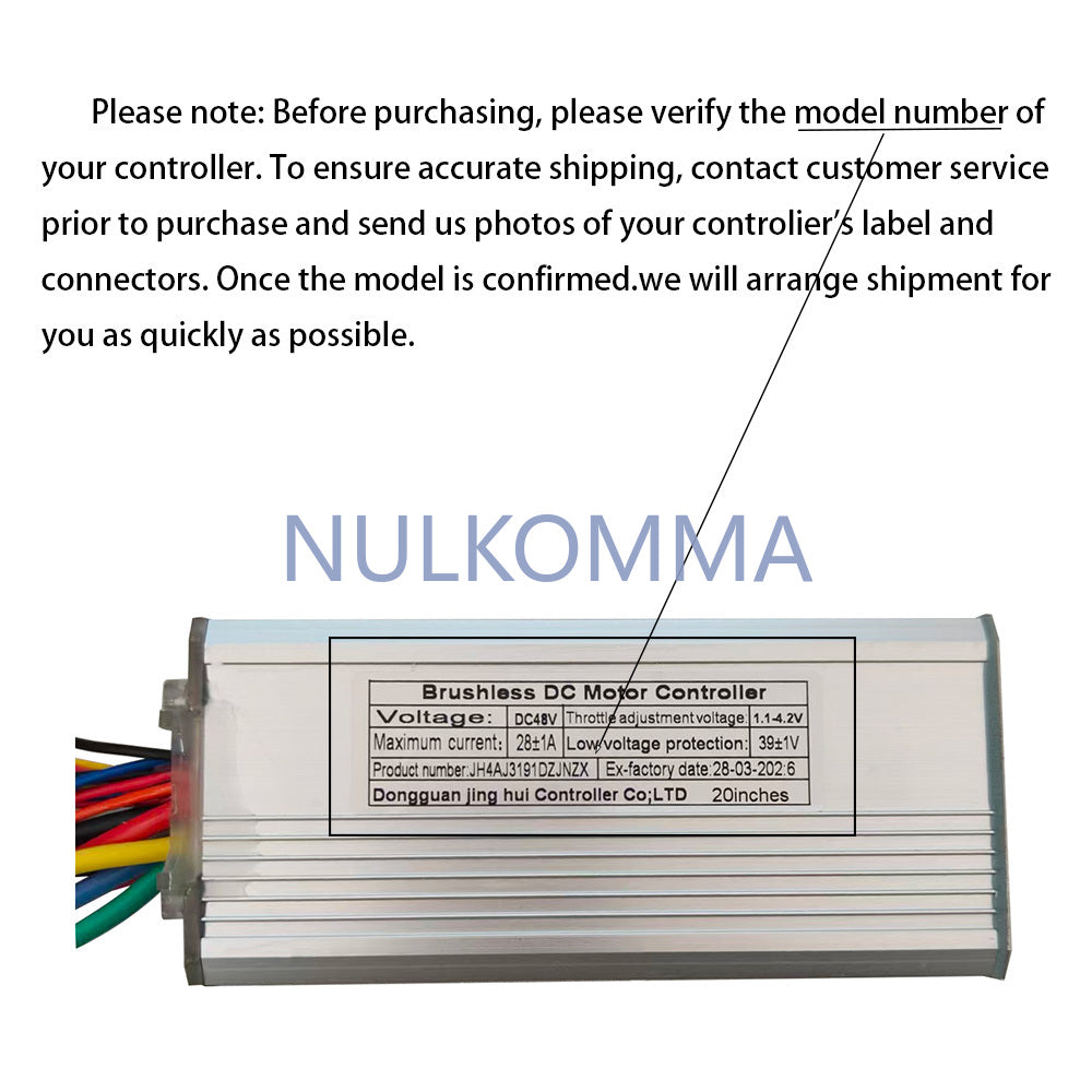 NULKOMMA Brushless Motor Controller JH4AJ3191DZJNZX 48V 28A E-Bike Scooter Universal E-Bike Conversion Kit Bicycle Speed Controller