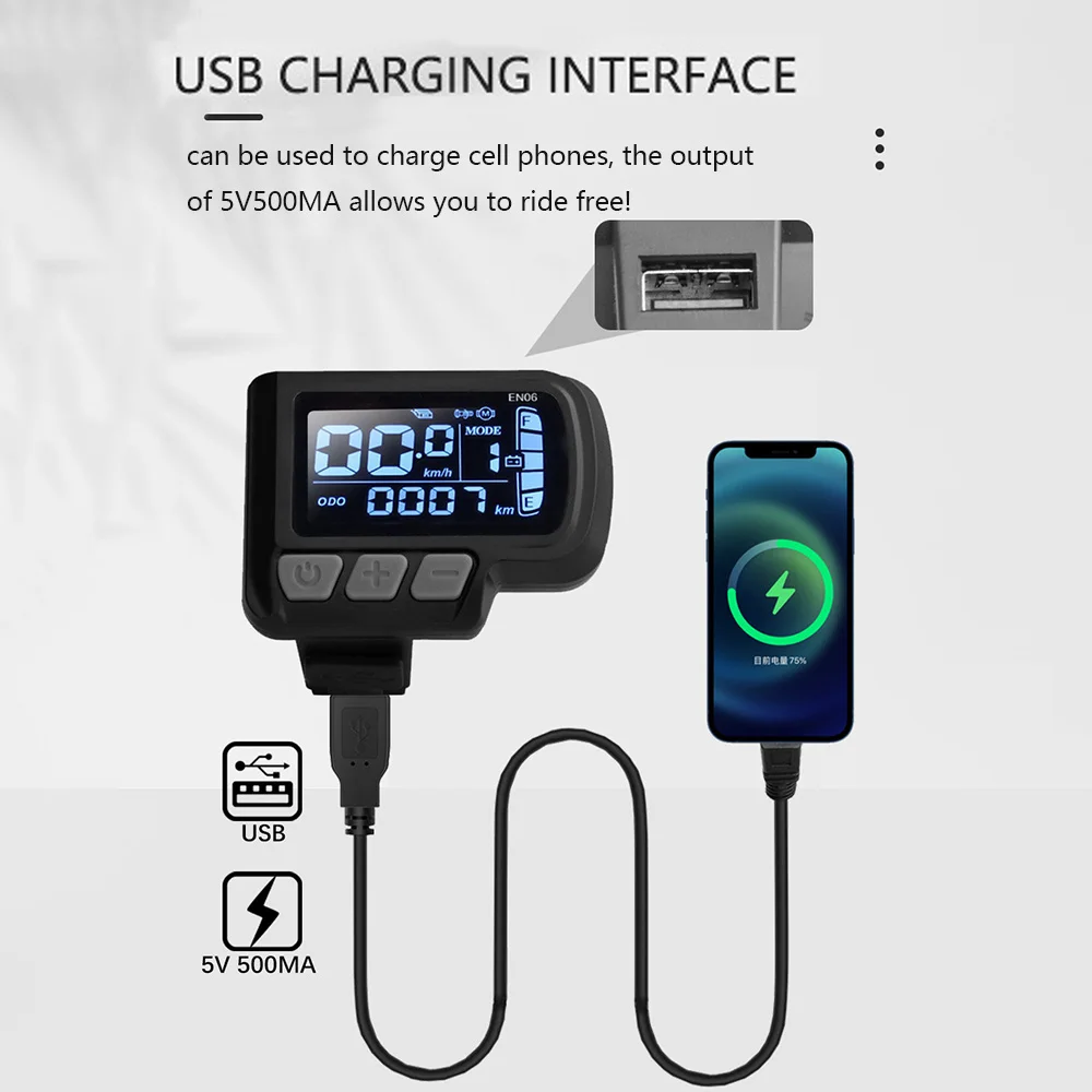 Nulkomma Ebike LCD Display Screen Meter EN06 24V-48V Speed Controller for 2HAO Protocol Controllers MTB Accessories