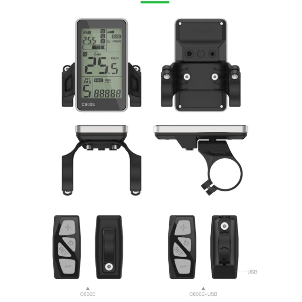 Nulkomma C600E Ebike LCD Display Meter 36V/48V Ebike Conversion Kit