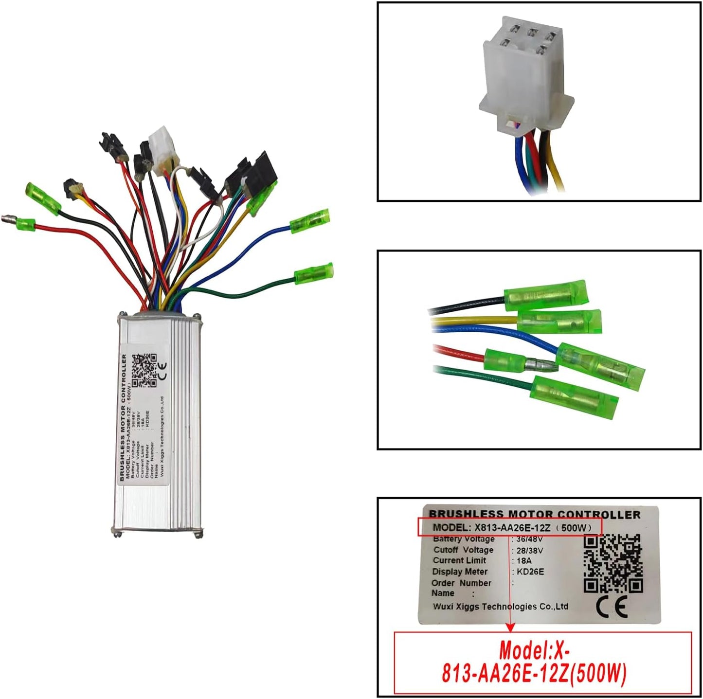 X813-AA26E-12Z(500W) Brushless Motor Controller for Electric Bicycle Display meter KD26E