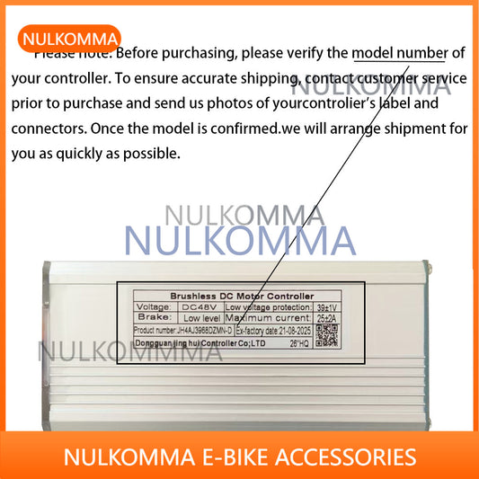 Brushless Motor Controller JH4AJ3968DZMN-D 48V 25A E-Bike Scooter Universal E-Bike Conversion Kit Bicycle Speed Controller