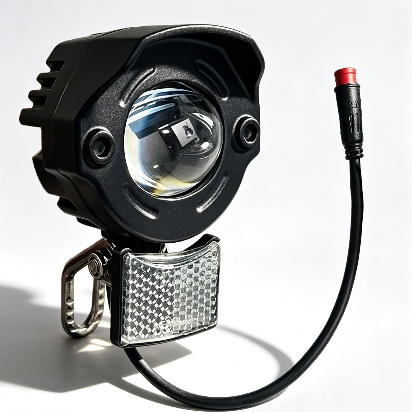 Nulkomma Ebike LED Headlight with Reflector, M8 2Pin Male Waterproof Plug IPX4 Electric Bicycle Front Head Lamp for E-Bike & E-Scooter Replacement