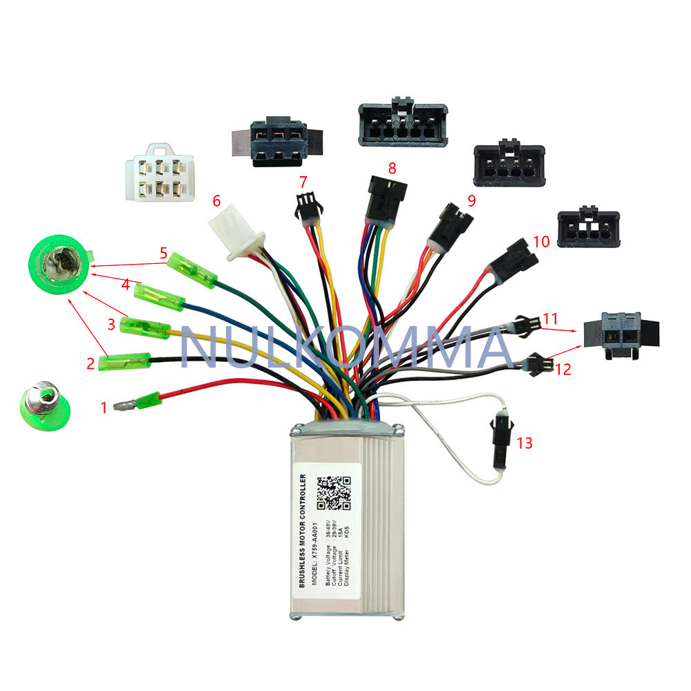 NULKOMMA Ebike Brushless Motor Controller 36/48V 15A Speed Controller X759-AA001 KDS for Electric Bicycle Scooter Motorcycle