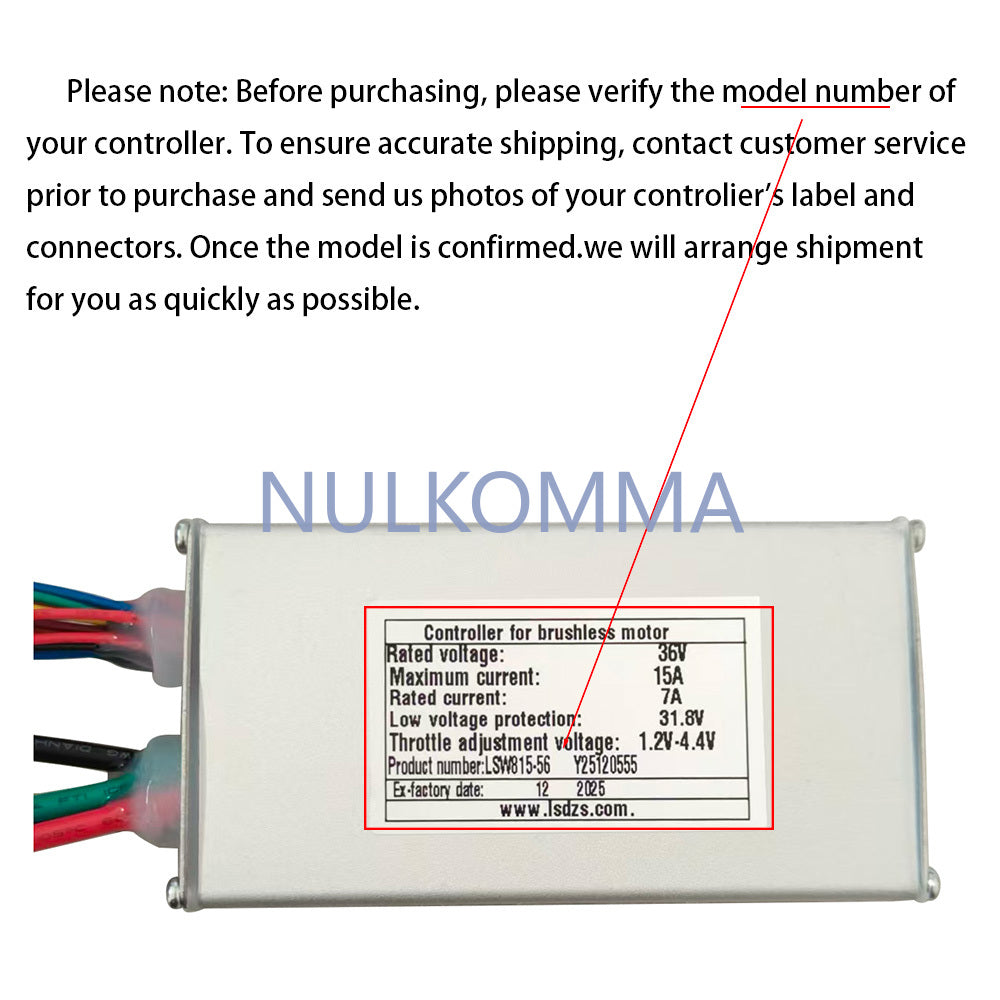 NULKOMMA Ebike Brushless Motor Controller LSW815-56 36V 15A Suitable for Electric Bicycles Scooters Fat-Tire Bikes Speed Controller