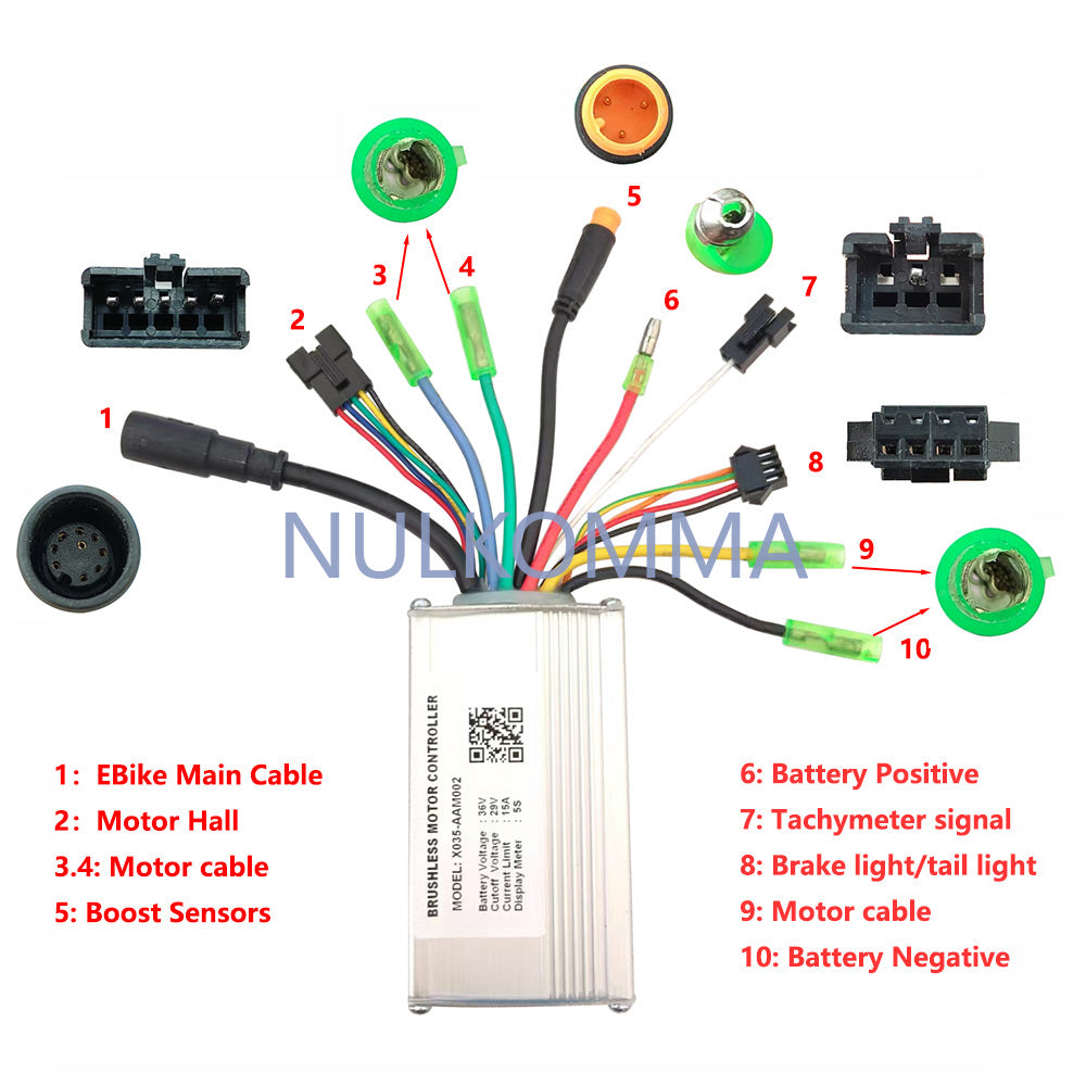 Brushless Motor Speed Controller X035-AAM002 E-Bike Controller 36V 15A For E-Bike Fat Tire Bike Mountain Bike