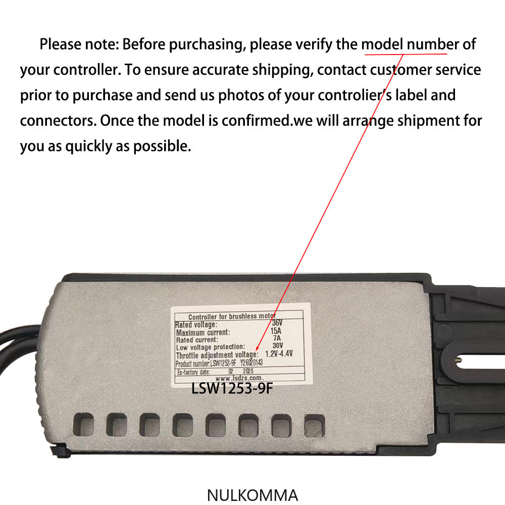 NULKOMMA Brushless Motor Controller LSW1253-9F 36V 15A E-Bike Scooter Universal E-Bike Conversion Kit Bicycle Speed Controller
