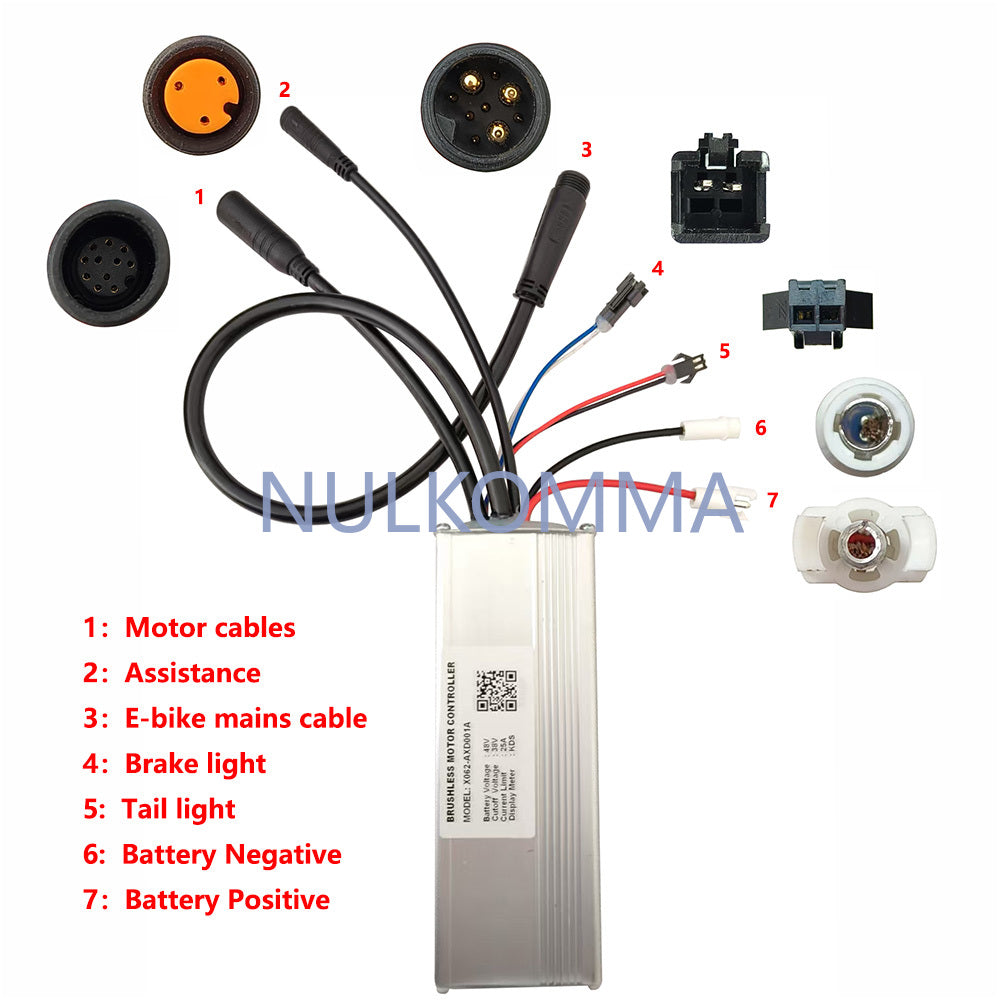X062-AXD001A 48V 25A Ebike Brushless Motor Controller for KDS Protocol Display Electric Scooters MTB Fat Bikes Accessories