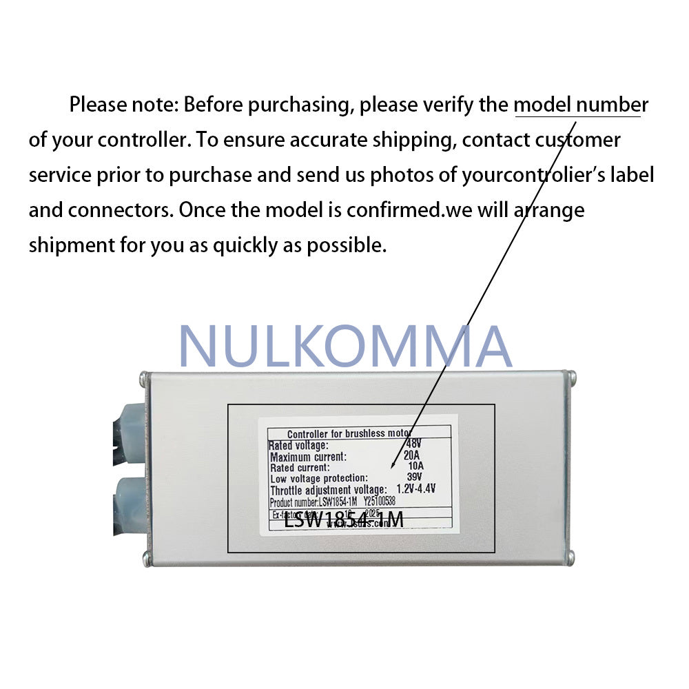 NULKOMMA Ebike Brushless Motor Controller LSW1854-1M 36V 15A Suitable for Electric Bicycles Scooters Fat-Tire Bikes Speed Controller