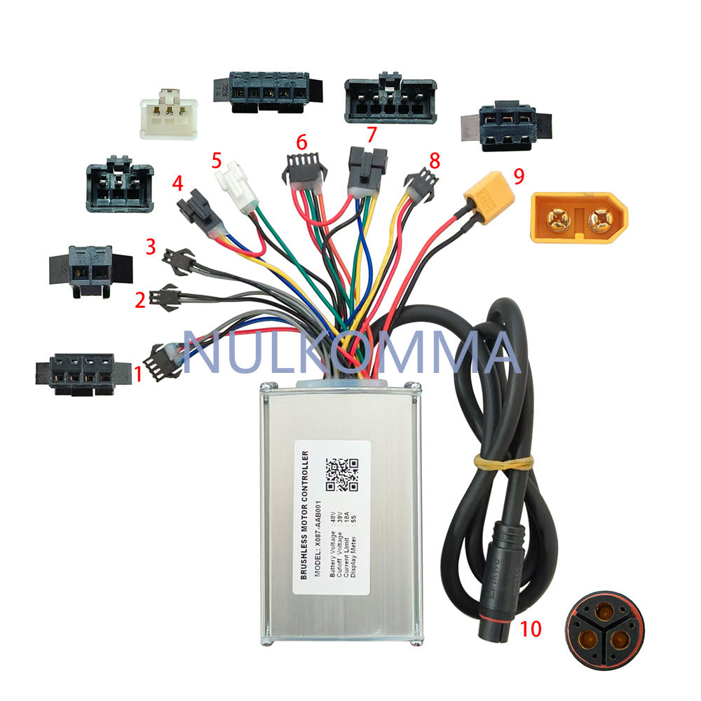 NULKOMMA Ebike Brushless Motor Controller 48V 18A Speed Controller X087-AAB001 5S for Electric Bicycle Scooter Motorcycle