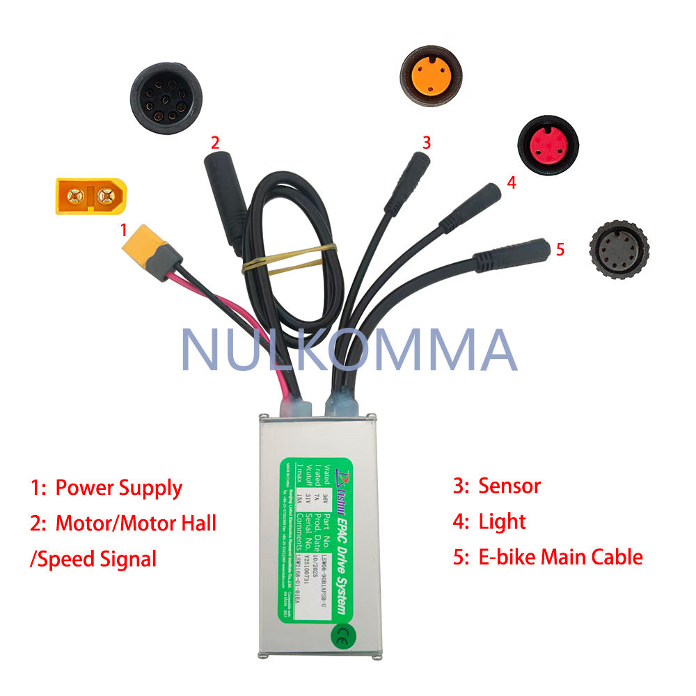 NULKOMMA Brushless Motor Controller LSW2168-01-01EA 36V 15A E-Bike Scooter Universal E-Bike Conversion Kit Bicycle Speed Controller