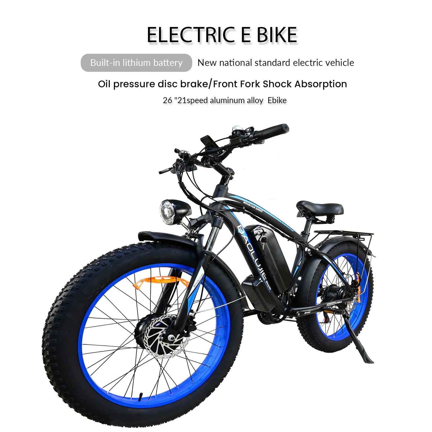 NULKOMMA 26'' Electric Bike for Adults 40-50KM Removable Battery 48V20AH Electric Bicycle Commuting Mountain Bike with LCD Display Meter