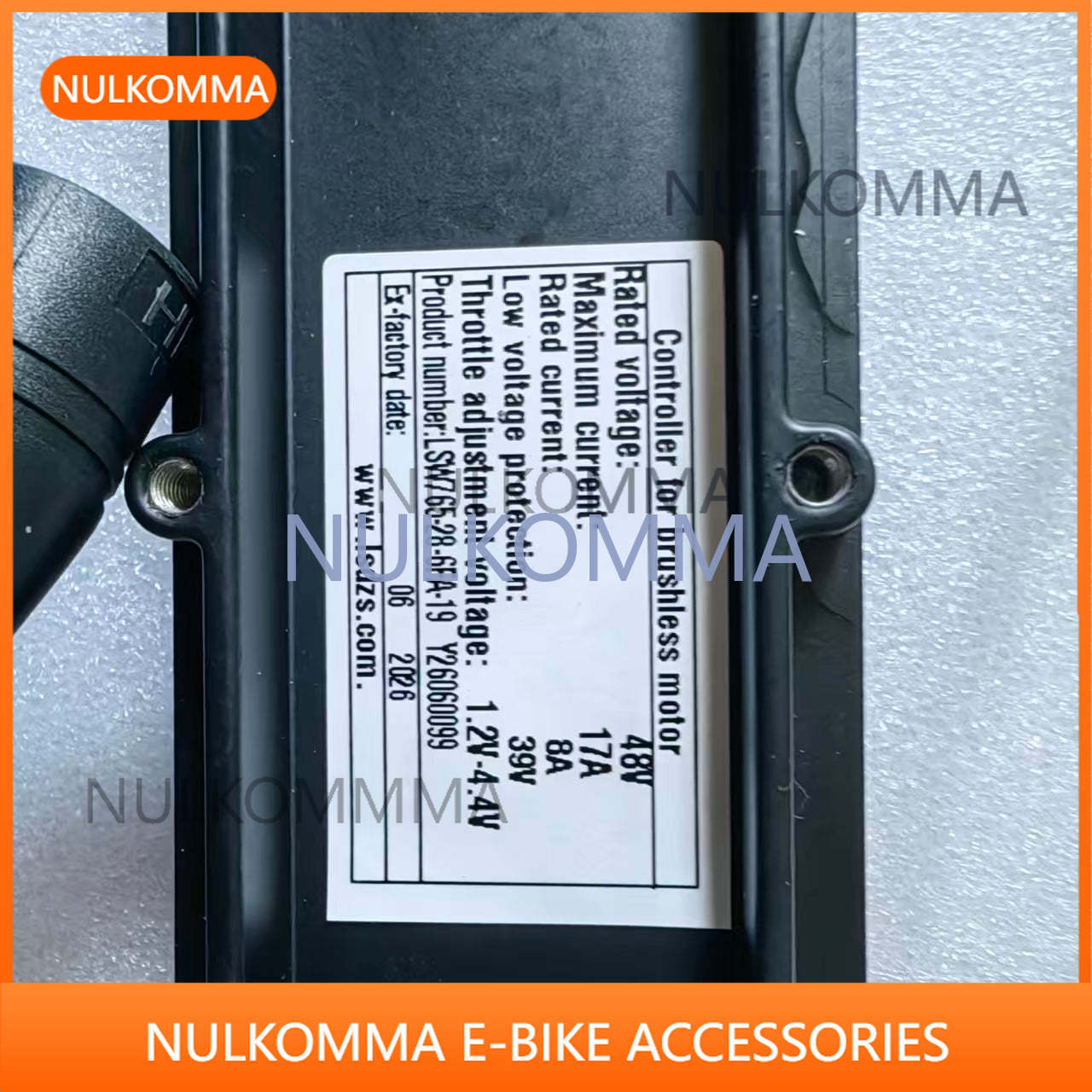 Nulkomma LSW765-28-6FA-19 48V 17A Brushless Motor Controller  39V Low Voltage Protection E-Bike Speed Control Replacement Part with Mounting Screws