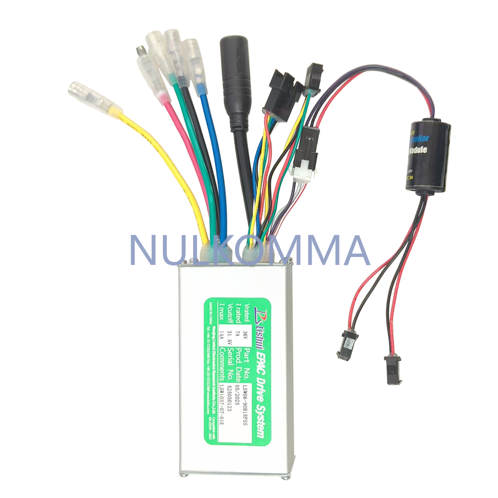 NULKOMMA 36V 14A Ebike Brushless Motor Controller LSW1037-07-01E Speed Controller for Electric Bicycles Scooters Fat-Tire Bikes