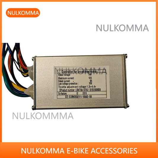 NULKOMMA Ebike Brushless Motor Controller LSW70A-1076-2 36V 12A Suitable for Electric Bicycles Scooters Fat-Tire Bikes Speed Controller