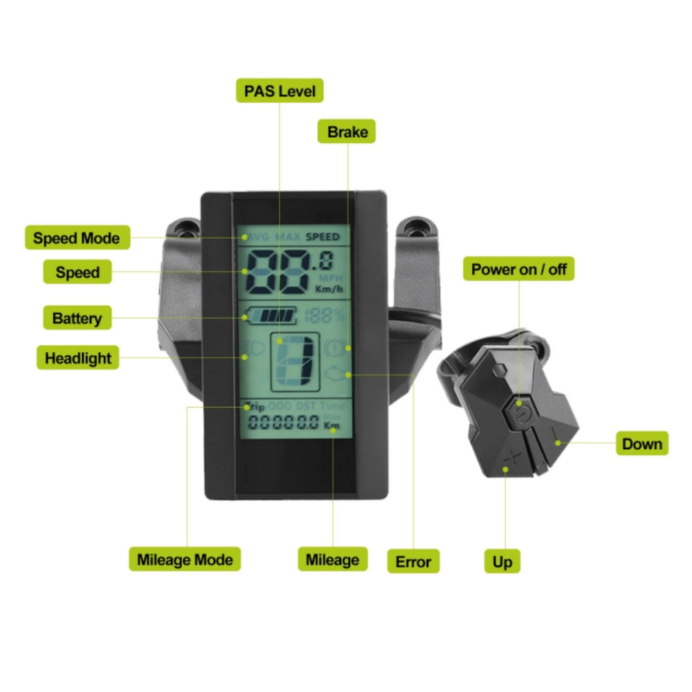 Nulkomma APT 800S Ebike LCD Display Meter 5-pin Male Connector