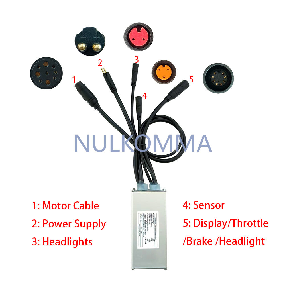 NULKOMMA Ebike Brushless Motor Controller LSW1854-1M 36V 15A Suitable for Electric Bicycles Scooters Fat-Tire Bikes Speed Controller