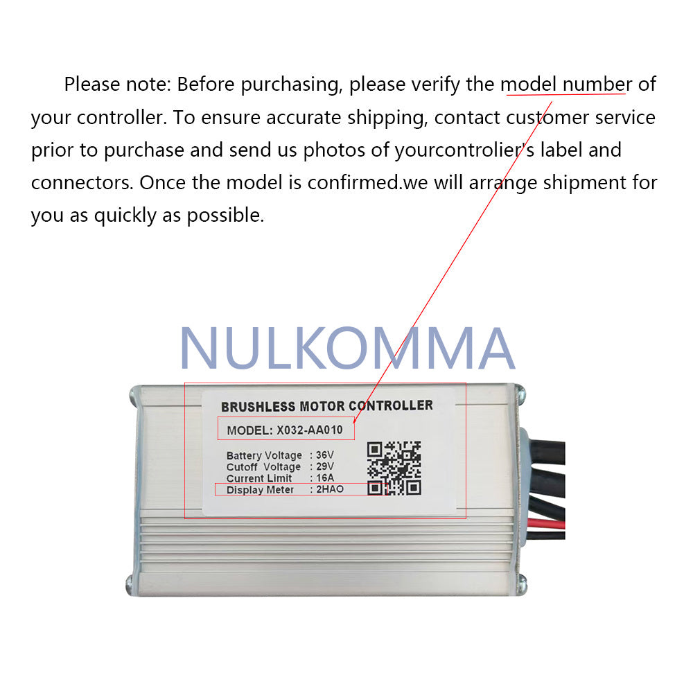 NULKOMMA Brushless Motor Controller 36V 16A Speed Regulator X032-AA010 Electric Bike Accessories Suitable for Electric Bikes Scooters