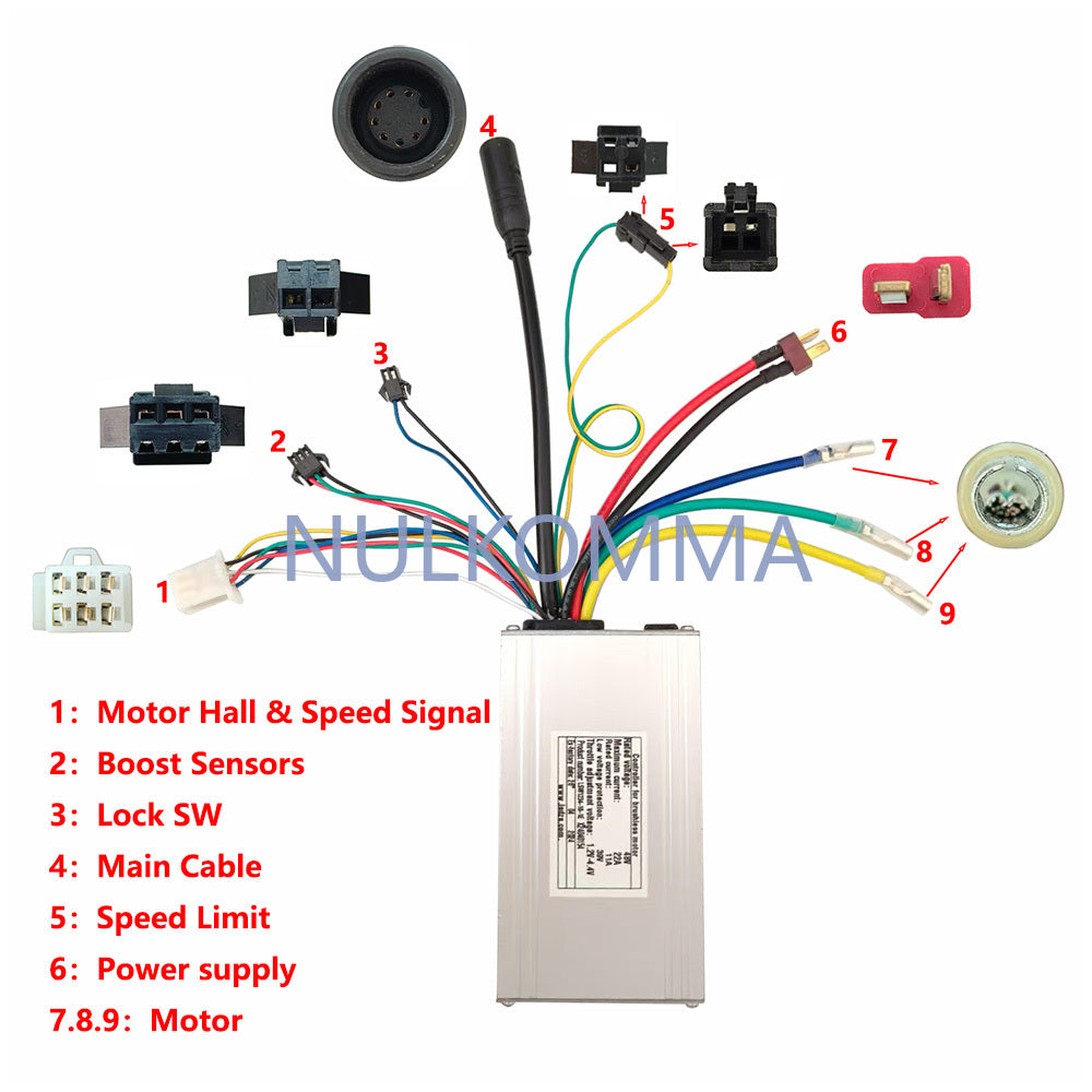 Ebike Brushless Motor Controller LSW1234-10-1E 48V Suitable for Electric Bicycles Scooters Fat-Tire Bikes Speed Controller