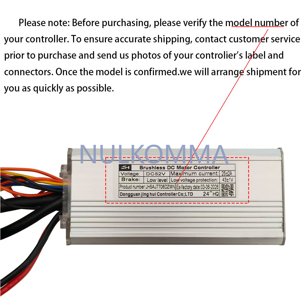 NULKOMMA Brushless Motor Controller JH5AJ7706DZMN 48V E-Bike Scooter Universal E-Bike Conversion Kit Bicycle Speed Controller