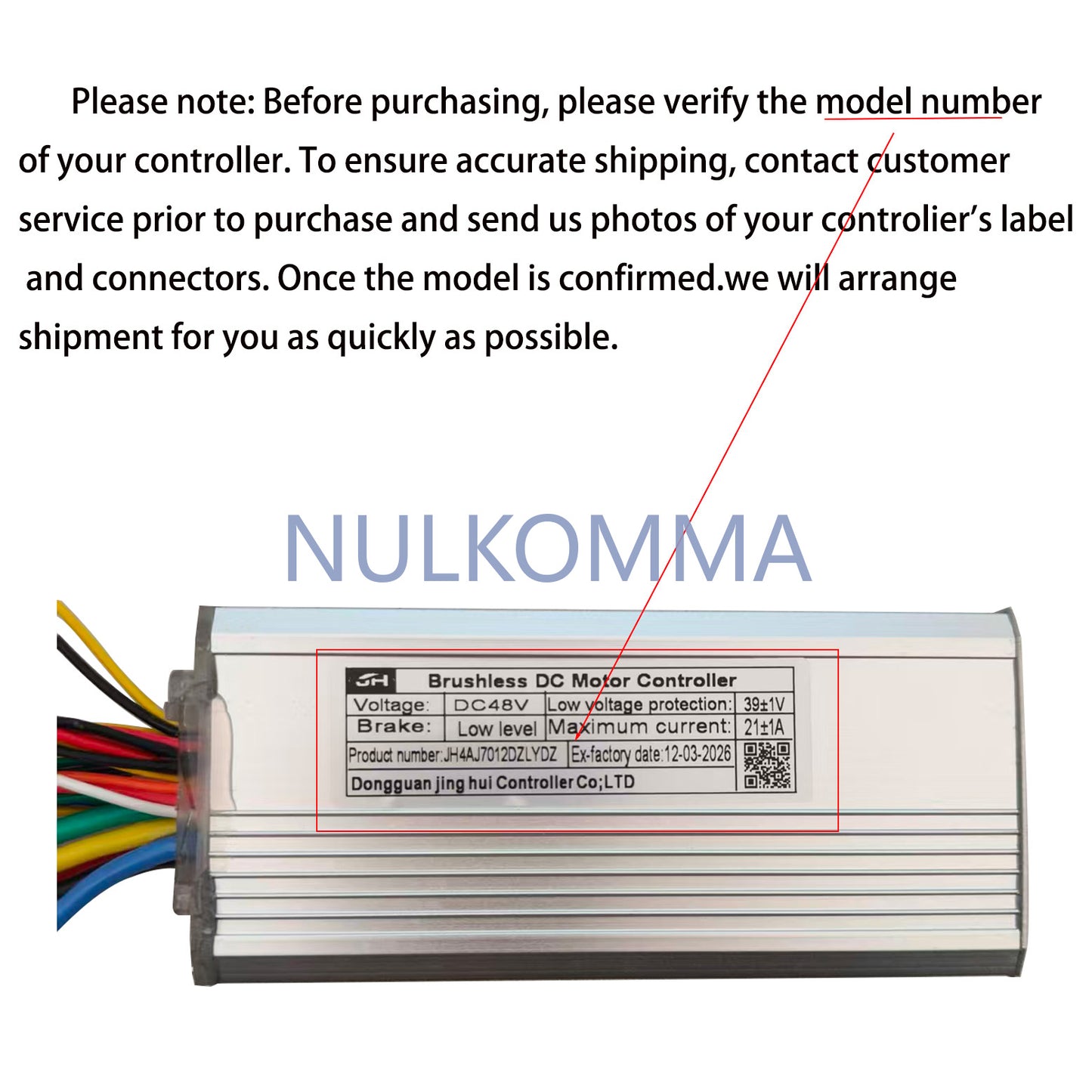 NULKOMMA EBIKE Brushless Motor Controller Electric Bicycle 48V JH4AJ7012DZLYDZ Suitable for Electric Scooters Mountain Bikes Motorcycles