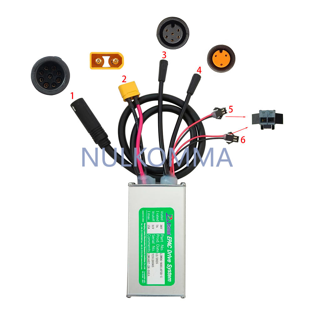 NULKOMMA Ebike Brushless Motor Controller LSW1607-26-04EA 36V 15A Suitable for Electric Bicycles Scooters Fat-Tire Bikes Speed Controller