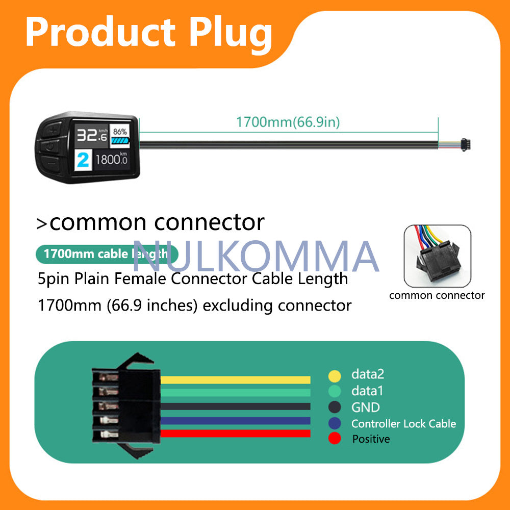 NULKOMMA Ebike Dispaly Screen Meter TFT-UKC3 36V 48V Speed Control Panel for Protocol 2HAO Controller Bike Accessories Computer
