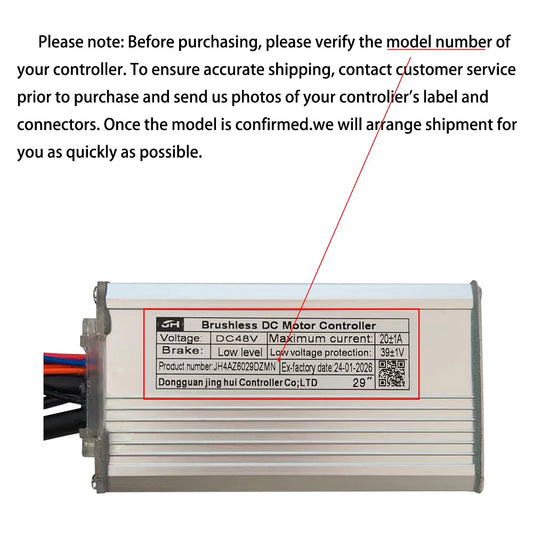 NULKOMMA JH4AZ6029DZMN Brushless Motor Controller 48V 20A Lithium-Ion Sine Wave E-Bike Speed Controller Suitable for Electric Bicycles